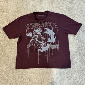 YoungLA Shirt Mens XL Red Skull Graphic Gothic Streetwear Tee Top Casual